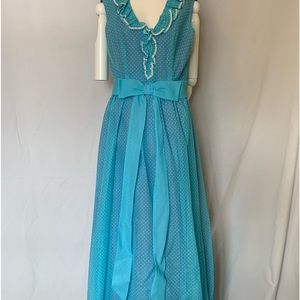 Vintage late 60s early 70s long blue dress. NWT.